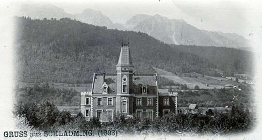 Ausschnitt Postkarte: Jagdschloss des Prinzen August von Sachsen-Coburg und Gotha 1893